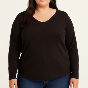 Amazon Essentials Black V-Neck Long Sleeve Top – Women’s XXL